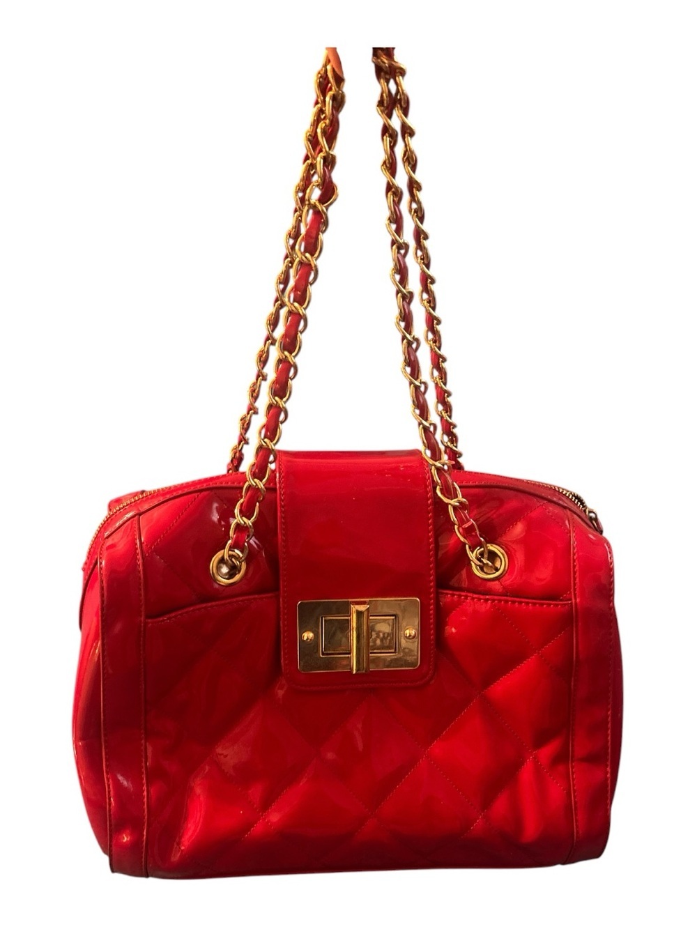 Red Aldo Shoulder Bag with Gold Chain
